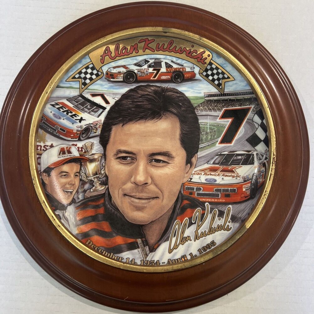 Alan Kulwicki #7 Collector Plate Series Ltd Edition with 11" Round Wood Frame